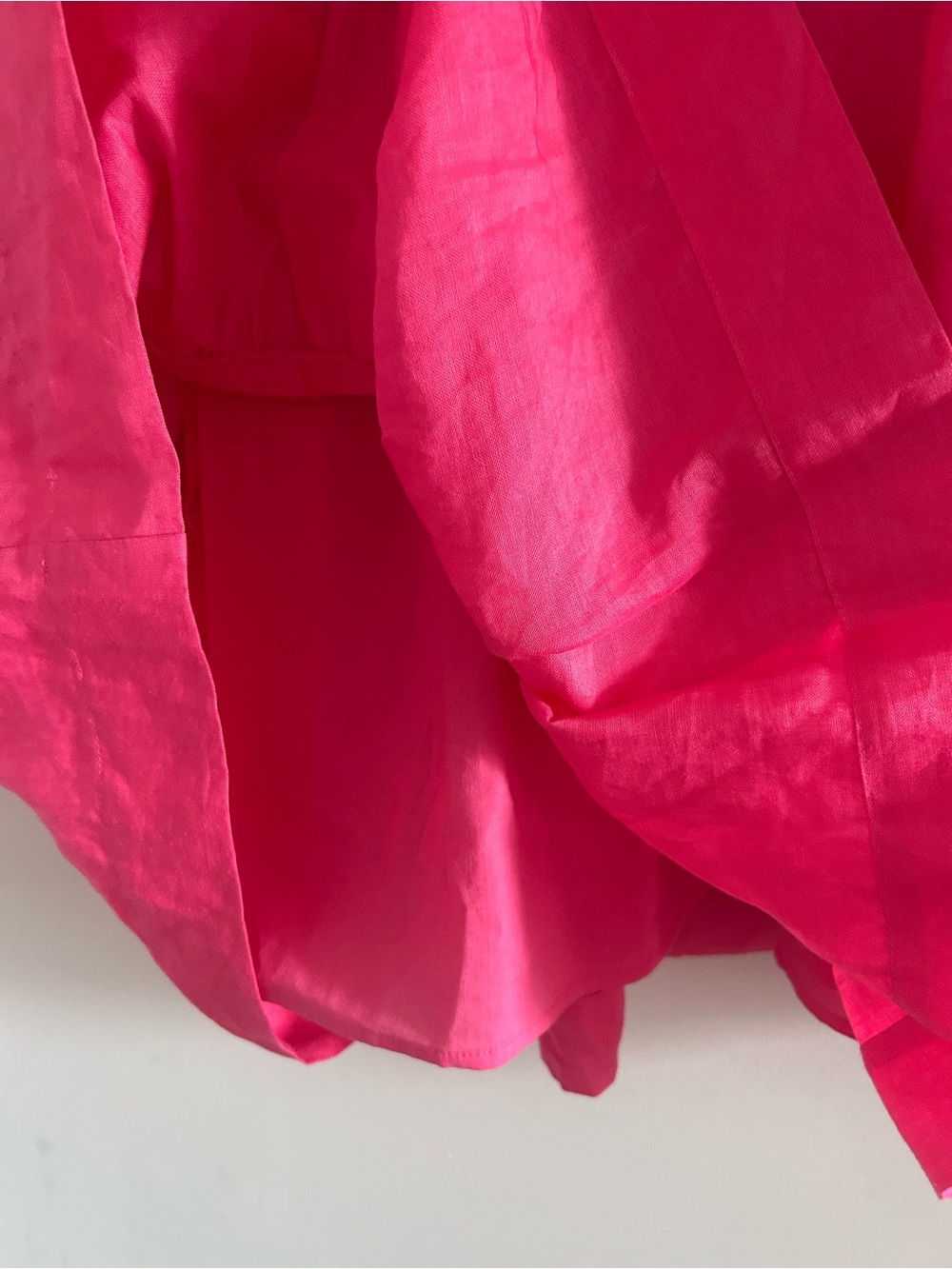 Linen Country Road Hot Pink V-Neck Tiered Drawstring Tunic - Picture 6 of 11